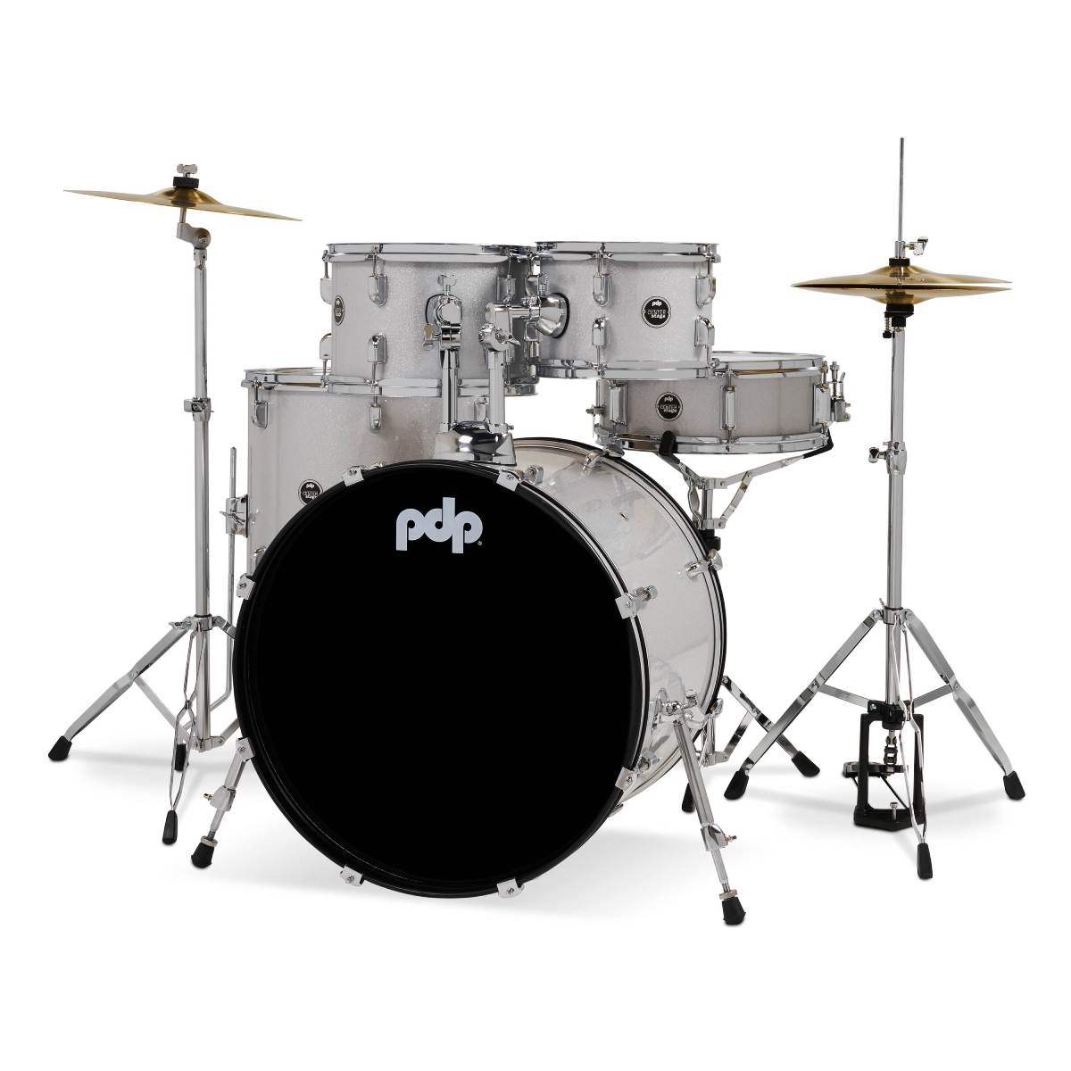 PDP DRUMS CENTREstage Drum Set 5-Piece Kit Diamond White w/ 22inch Kick - Includes Hardware, Cymbals & Throne