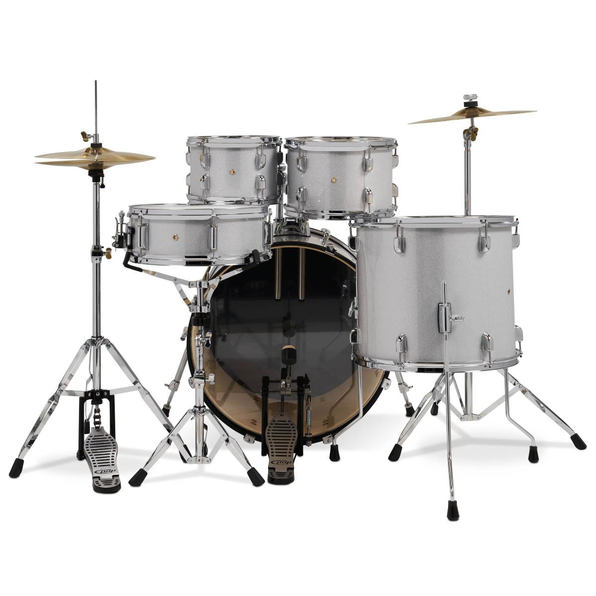 PDP DRUMS CENTREstage Drum Set 5-Piece Kit Diamond White w/ 22inch Kick - Includes Hardware, Cymbals & Throne