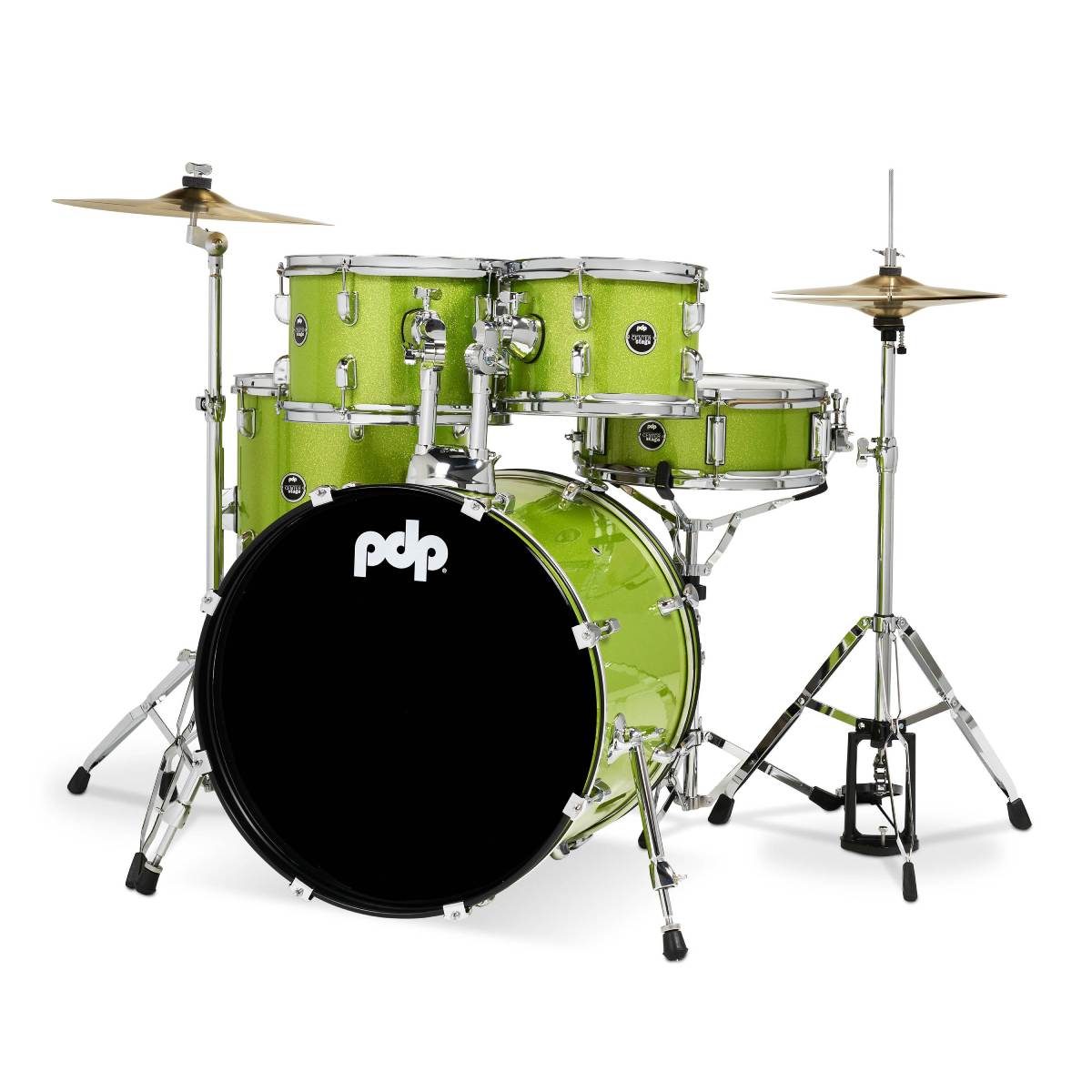 PDP DRUMS CENTREstage Drum Set 5-Piece Kit Electric Green w/ 20inch Kick - Includes Hardware, Cymbals & Throne