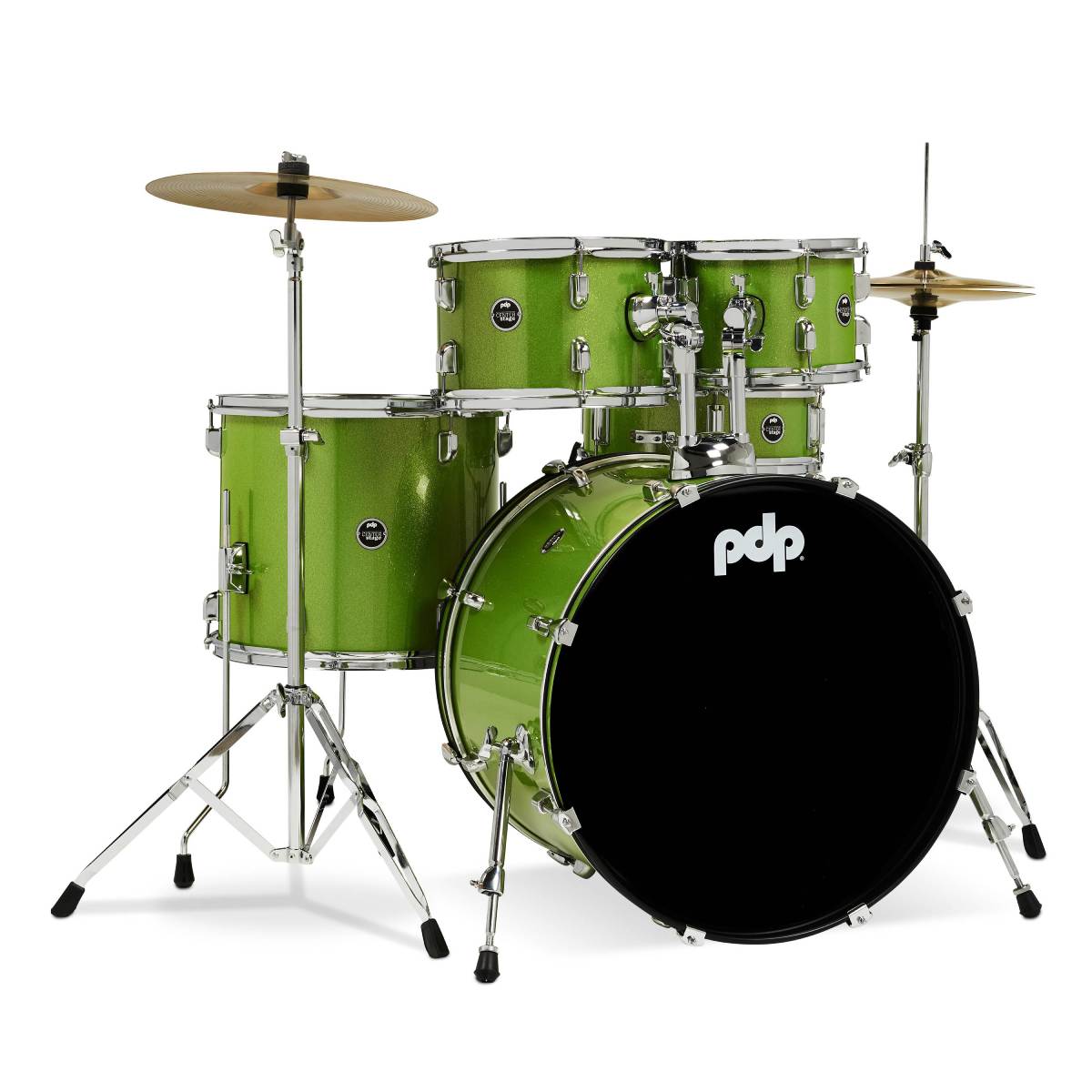 PDP DRUMS CENTREstage Drum Set 5-Piece Kit Electric Green w/ 22inch Kick - Includes Hardware, Cymbals &amp; Throne
