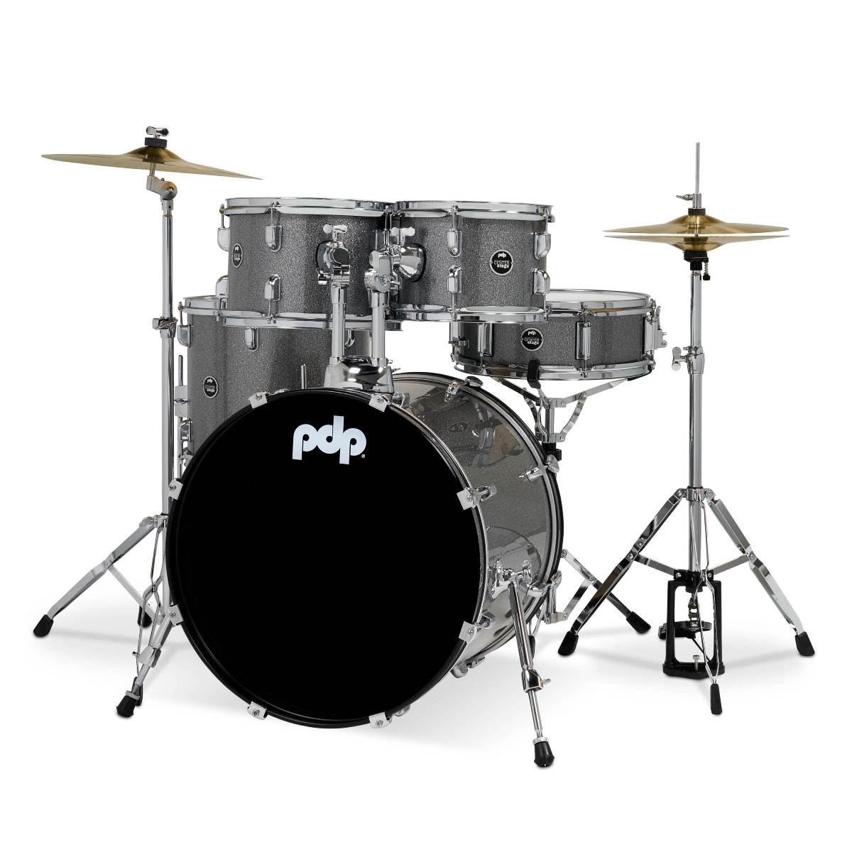 PDP DRUMS CENTREstage Drum Set 5-Piece Kit Silver Sparkle w/ 20inch Kick - Includes Hardware, Cymbals & Throne
