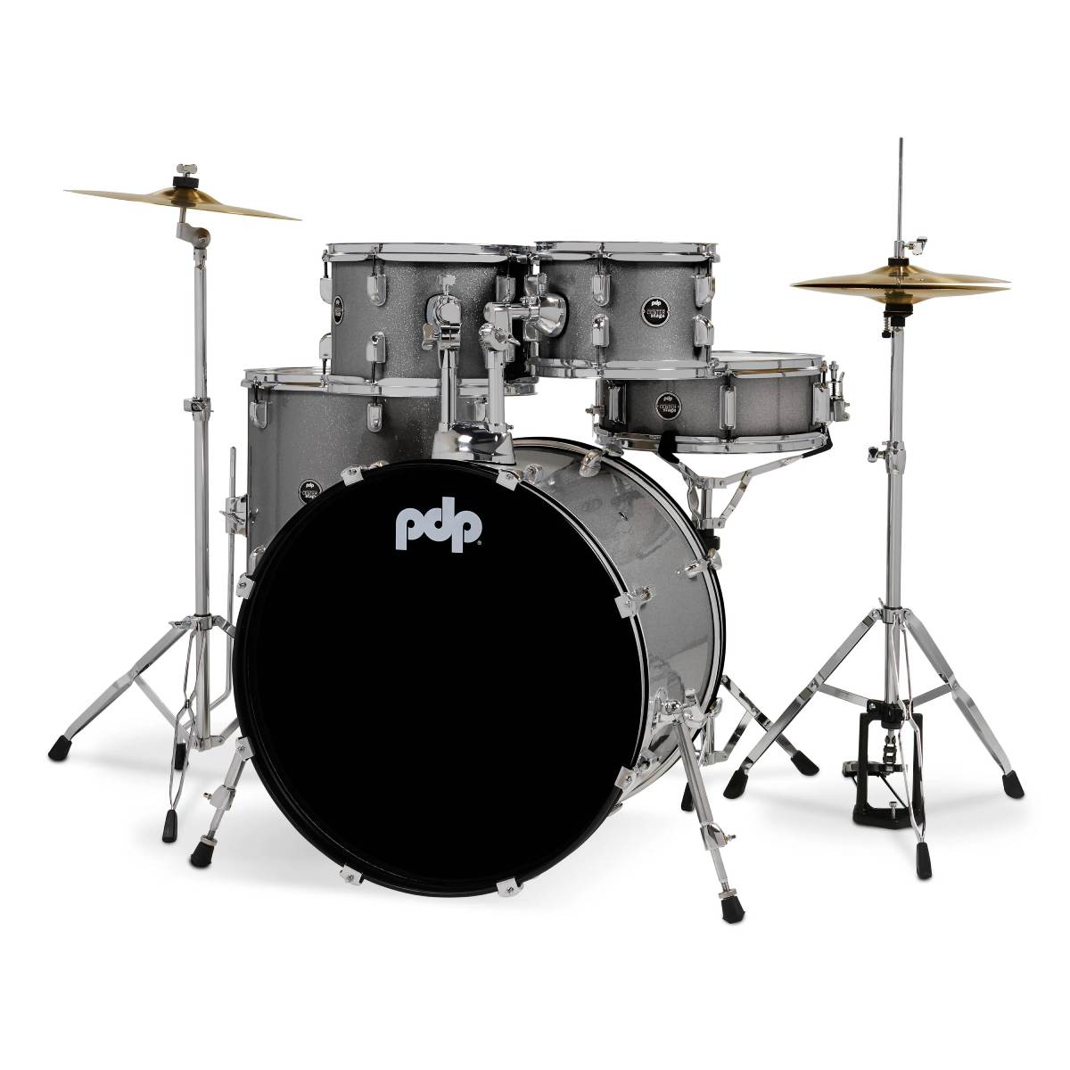 PDP DRUMS CENTREstage Drum Set 5-Piece Kit Silver Sparkle w/ 22inch Kick - Includes Hardware, Cymbals & Throne