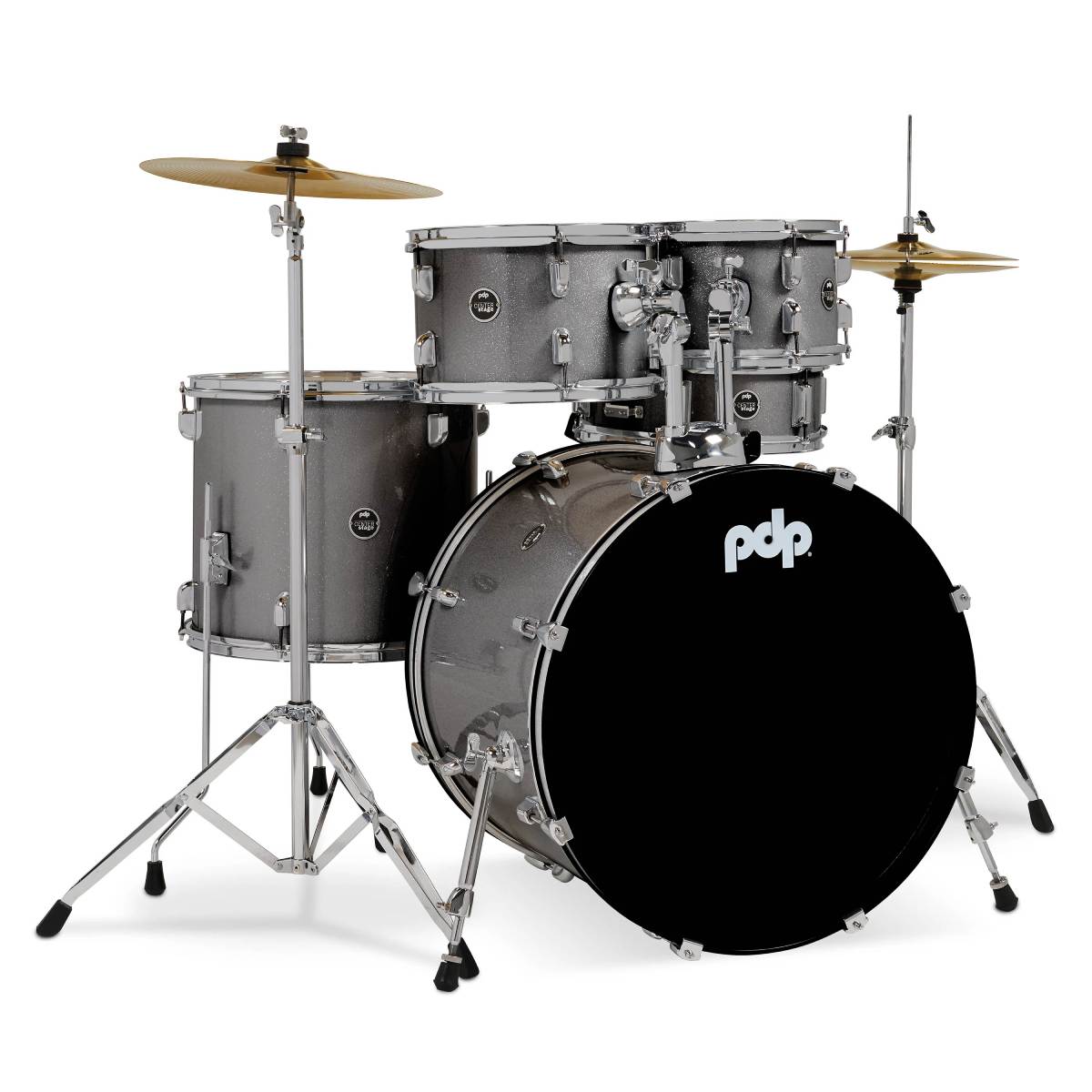 PDP DRUMS CENTREstage Drum Set 5-Piece Kit Silver Sparkle w/ 22inch Kick - Includes Hardware, Cymbals & Throne