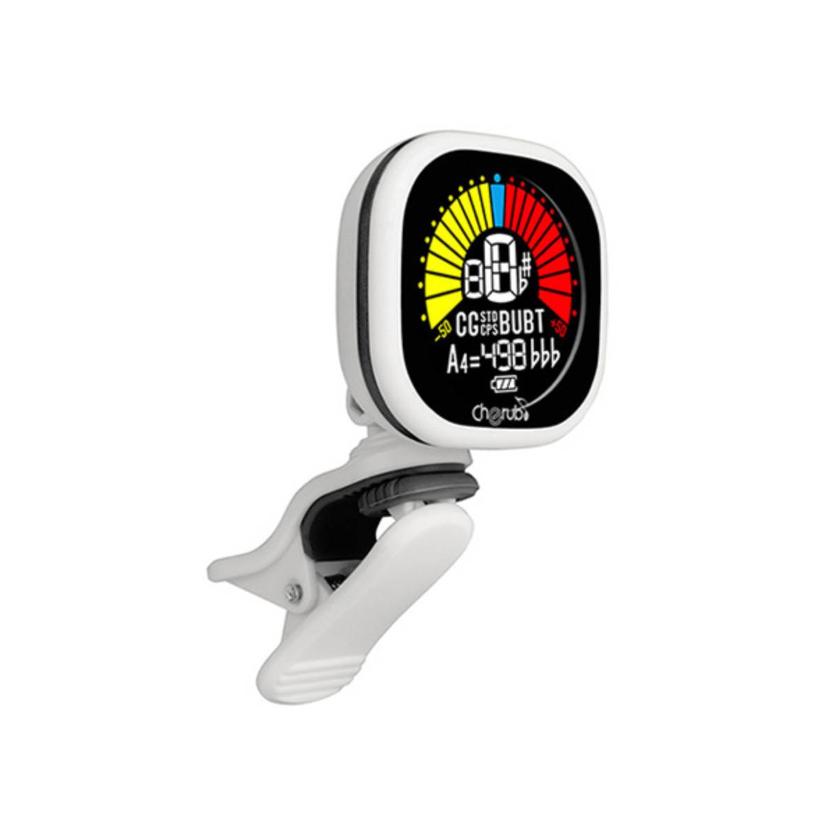Cherub WST-675 Chromatic Guitar Tuner Clip-On White w/ Rechargeable Battery