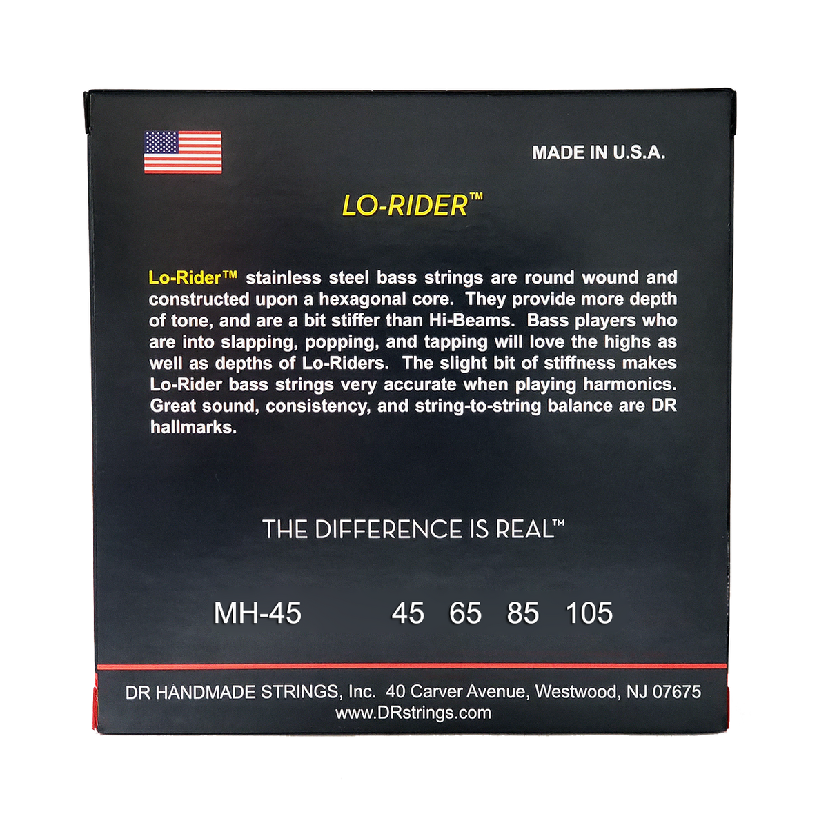 DR LO-RIDER MH-45 Stainless Steel Bass Guitar Strings: Medium 45-105