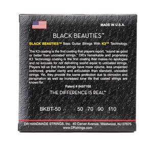 DR BLACK BEAUTIES BKBT-50 Black Colored Bass Guitar Strings: Heavy 50-110 Tapered