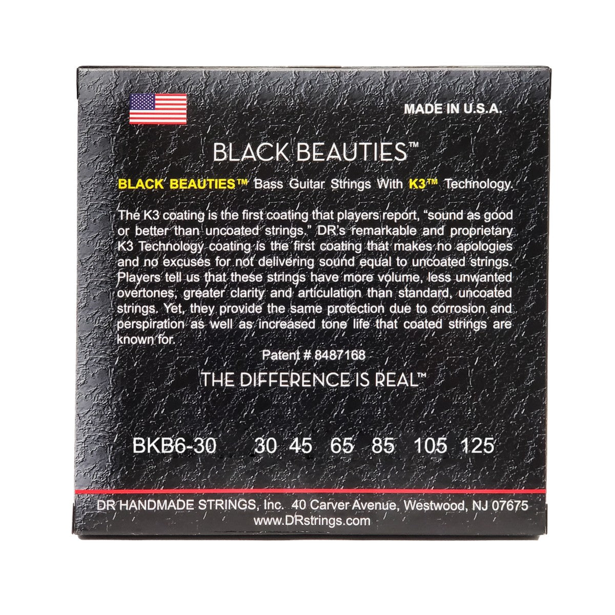 DR BLACK BEAUTIES BKB6-30 Black Colored Bass Guitar Strings: 6-String Medium 30-125