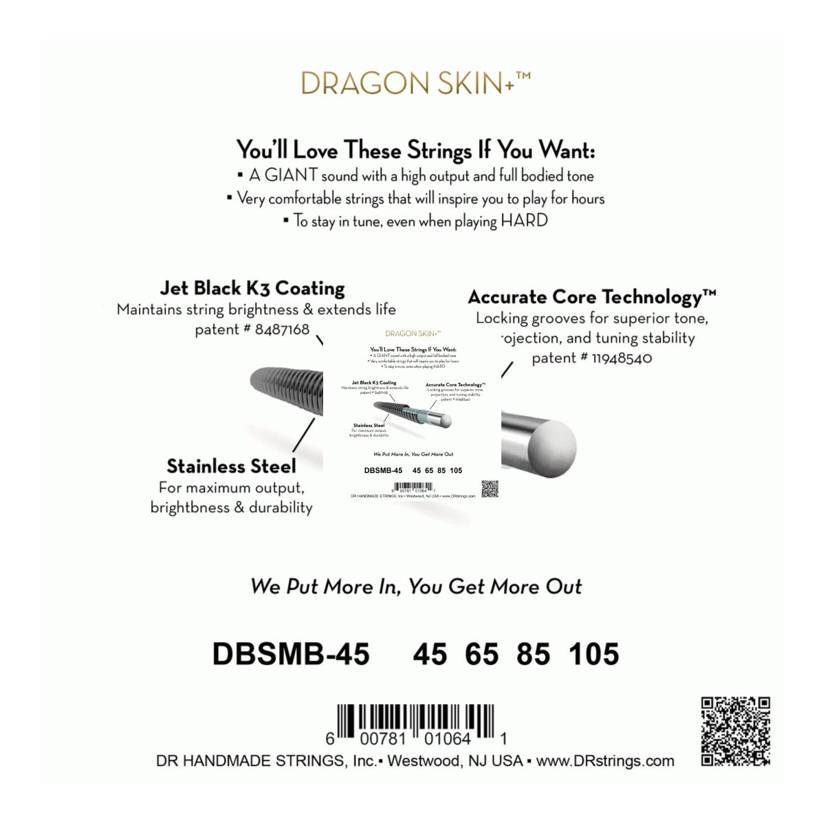 DR Black Dragon Multi-Scale Bass Guitar Strings Medium 45-105