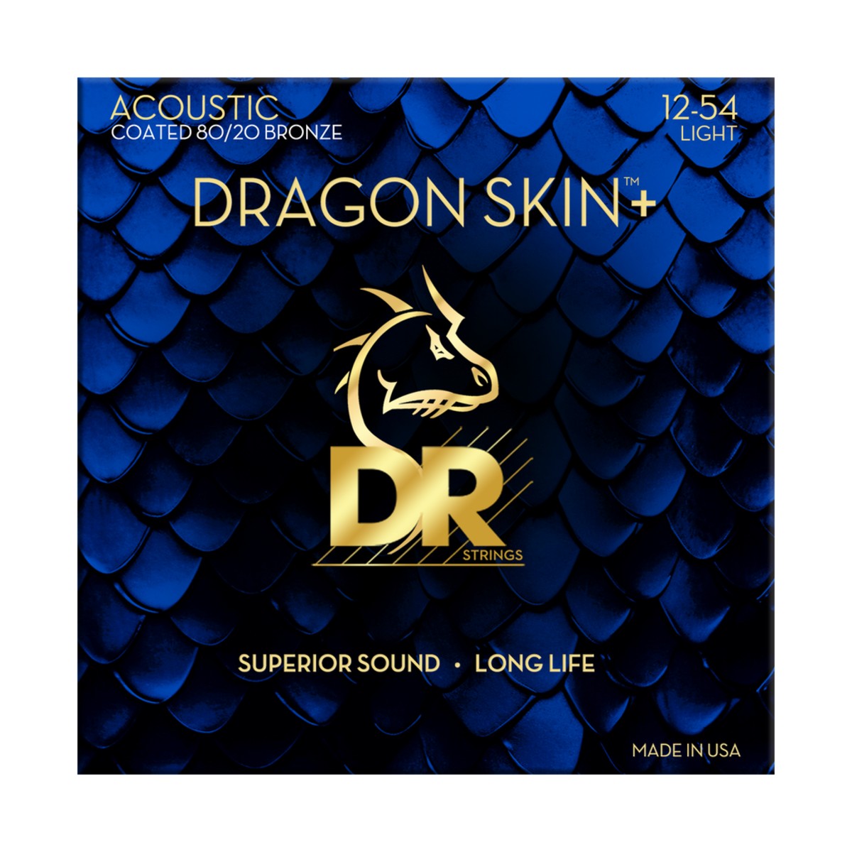 DR Dragon Skin+ DA8-12 80/20 Acoustic Guitar Strings: 12-54