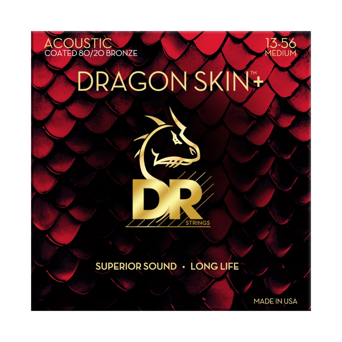 DR Dragon Skin+ DA8-13 80/20 Acoustic Guitar Strings: 13-56