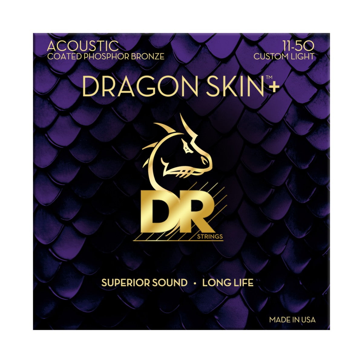 DR Dragon Skin+ DAP-11 Phosphor Bronze Acoustic Guitar Strings: 11-50