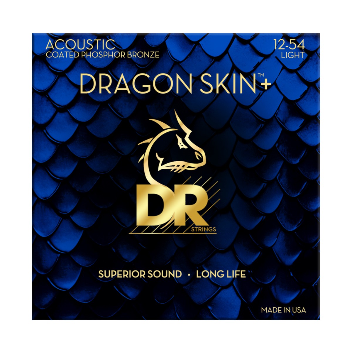 DR Dragon Skin+ DAP-12 Phosphor Bronze Acoustic Guitar Strings: 12-54
