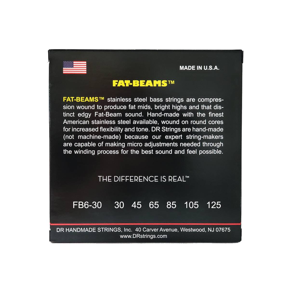DR FAT-BEAM FB6-30 Stainless Steel Bass Guitar Strings: 6-String Medium 30-125