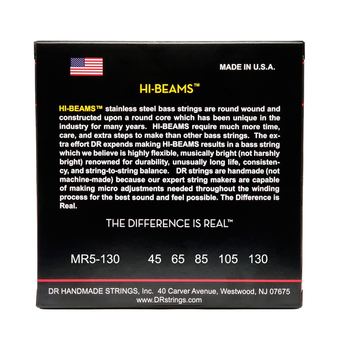 DR HI-BEAM MR5-130 Stainless Steel Bass Guitar Strings: 5-String Medium to Heavy 45-130