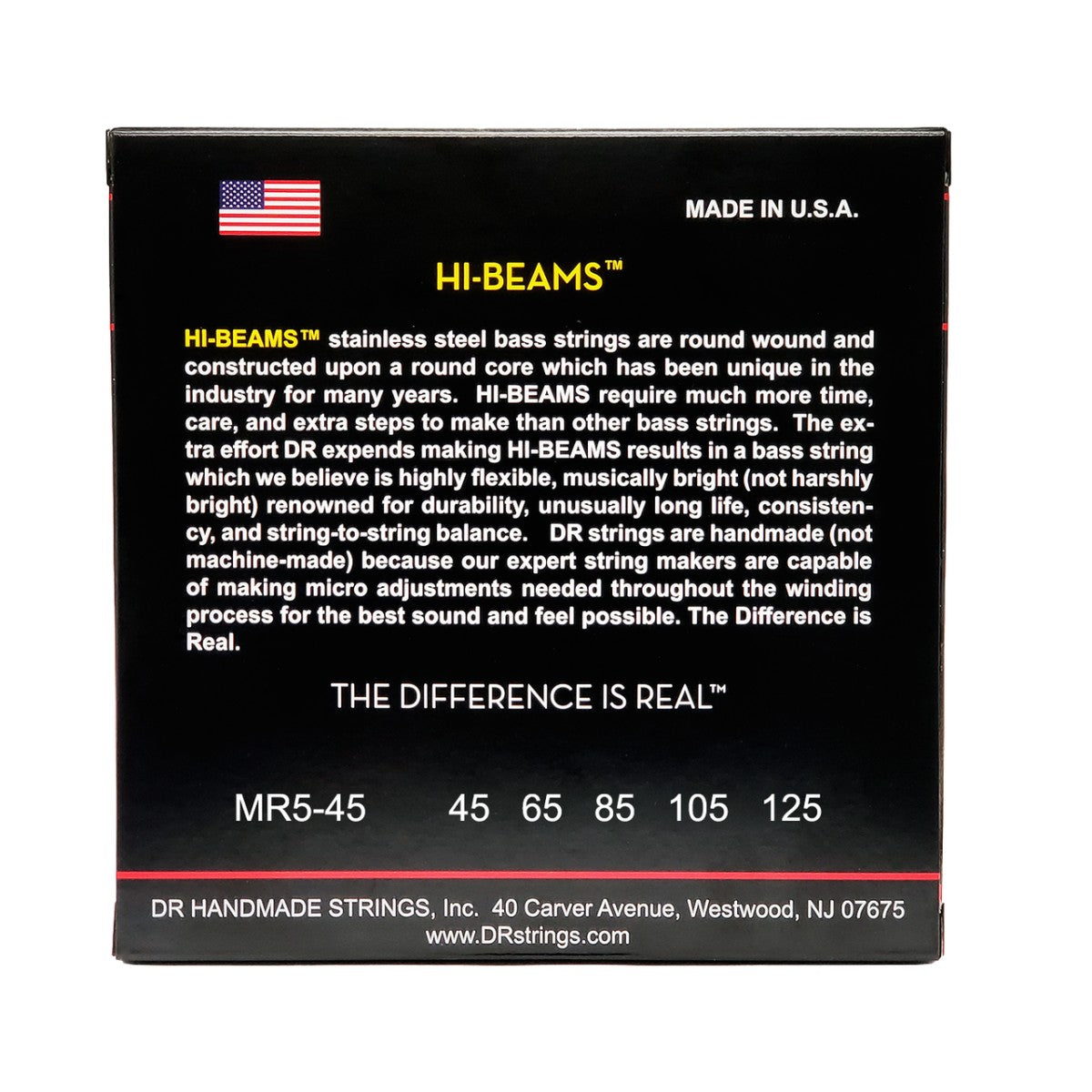 DR HI-BEAM MR5-45 Stainless Steel Bass Guitar Strings: 5-String Medium 45-125