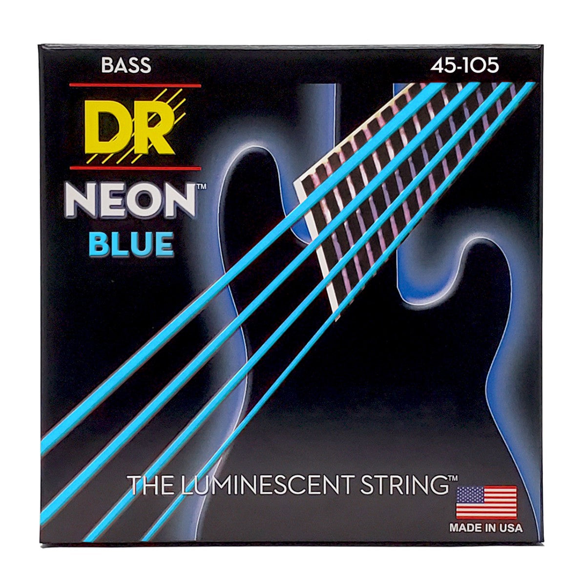 DR HI-DEF NEON NBB-45 Blue Colored Bass Guitar Strings: Medium 45-105