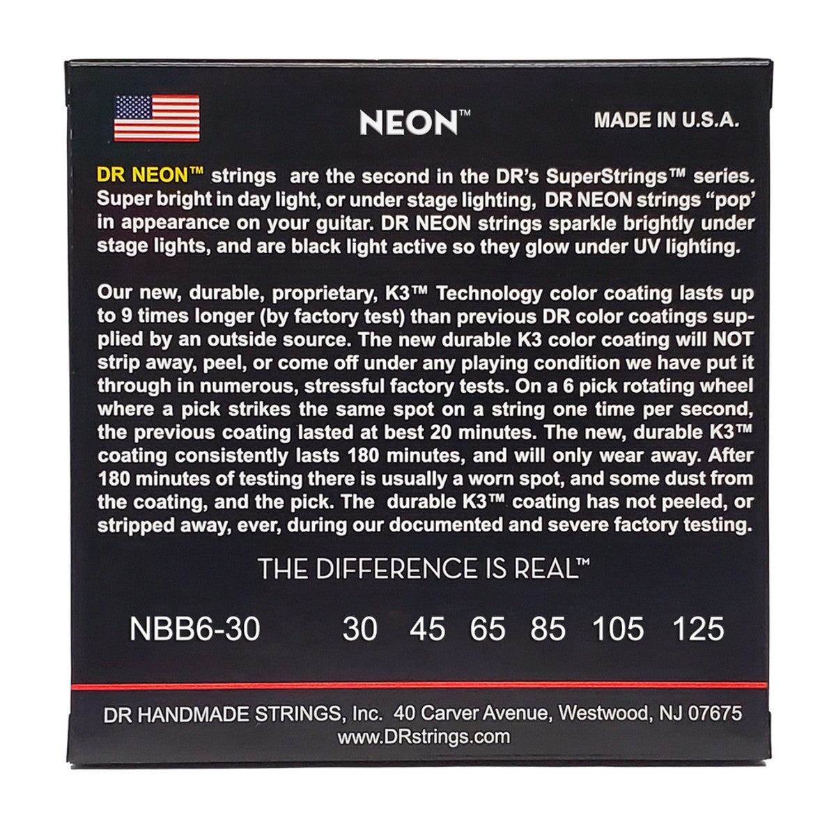 DR HI-DEF NEON NBB6-30 Blue Colored Bass Guitar Strings: 6-String Medium 30-125