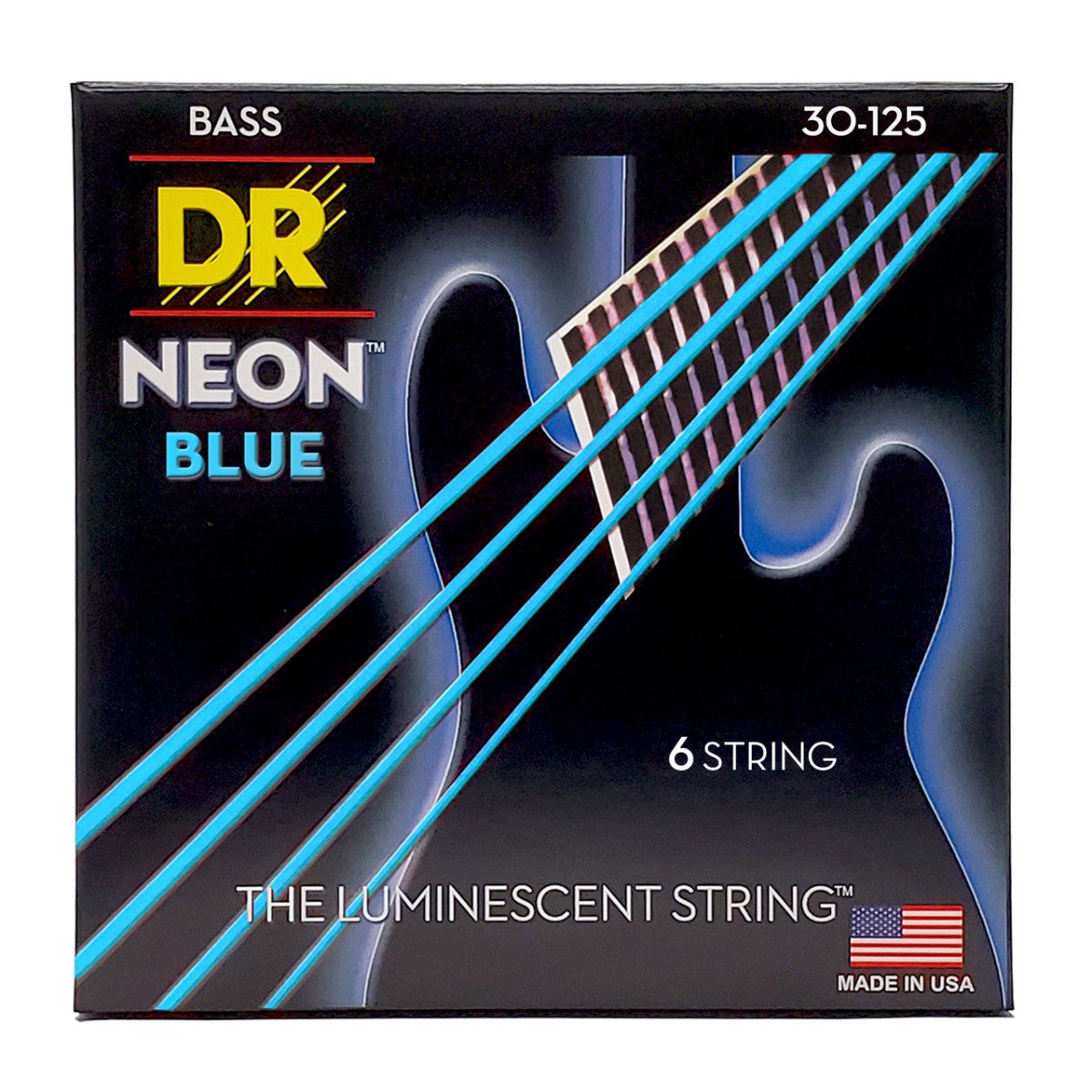 DR HI-DEF NEON NBB6-30 Blue Colored Bass Guitar Strings: 6-String Medium 30-125