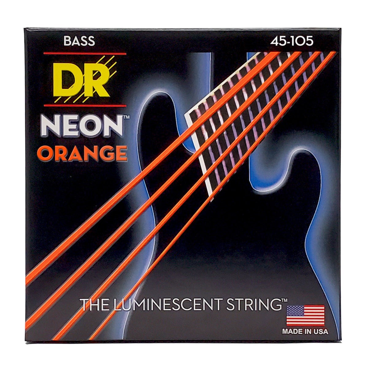 DR HI-DEF NEON NOB-45 Orange Colored Bass Guitar Strings: Medium 45-105