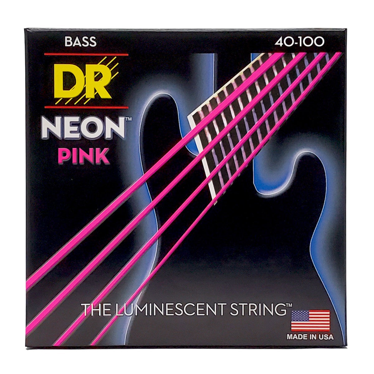 DR HI-DEF NEON NPB-40 Pink Colored Bass Guitar Strings: Light 40-100