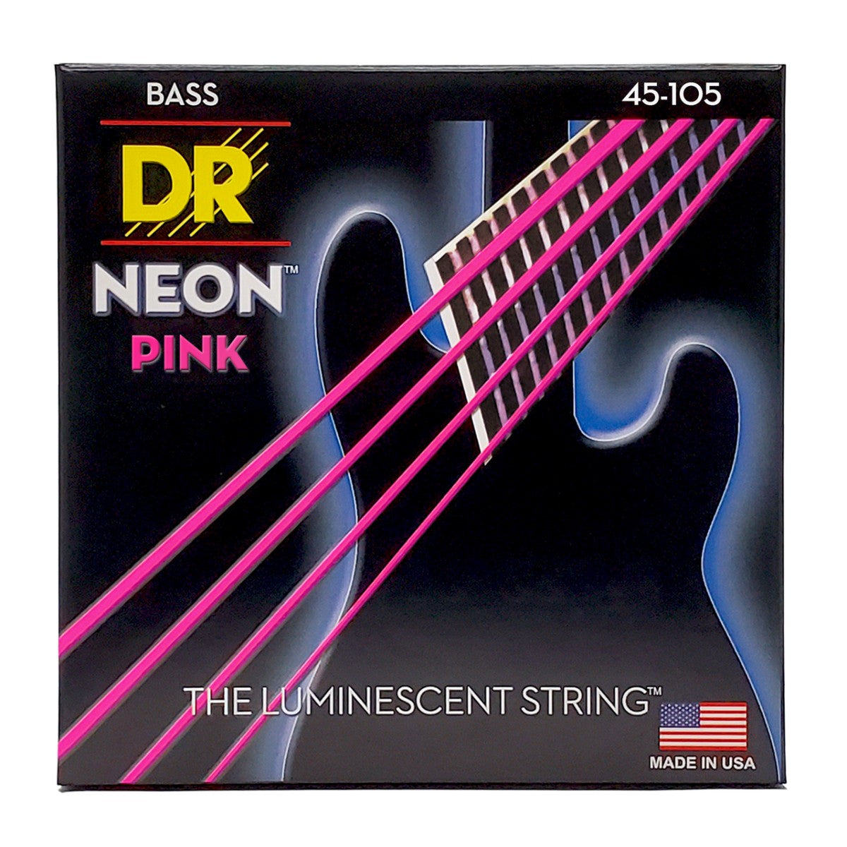DR HI-DEF NEON NPB-45 Pink Colored Bass Guitar Strings: Medium 45-105