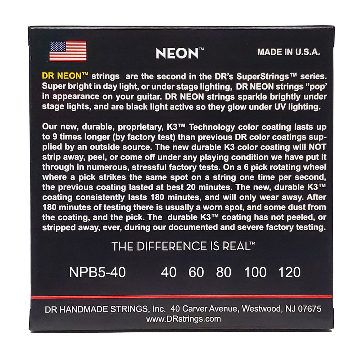 DR HI-DEF NEON NPB5-40 Pink Colored Bass Guitar Strings: 5-String Light 40-120
