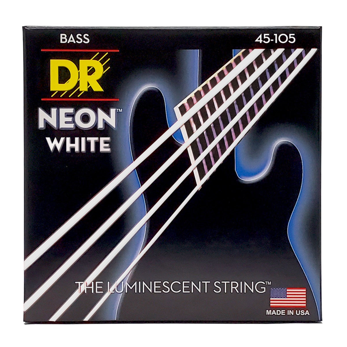 DR HI-DEF NEON NWB-45 White Colored Bass Guitar Strings: Medium 45-105