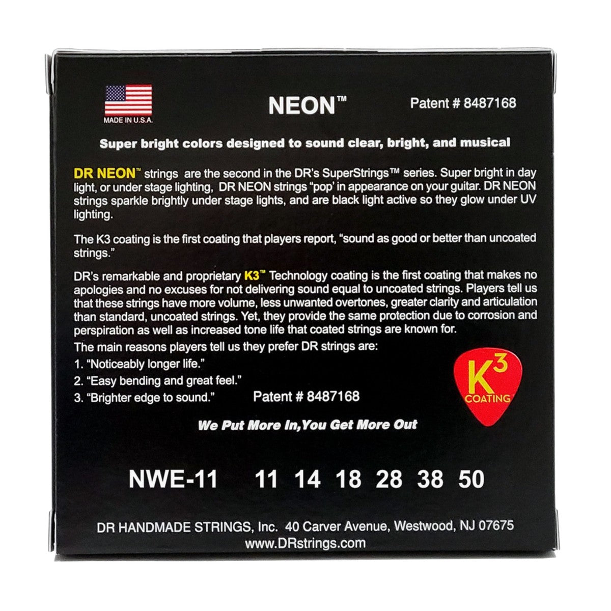 DR HI-DEF NEON NWE-11 WHITE Colored Electric Guitar Strings: Heavy 11-50