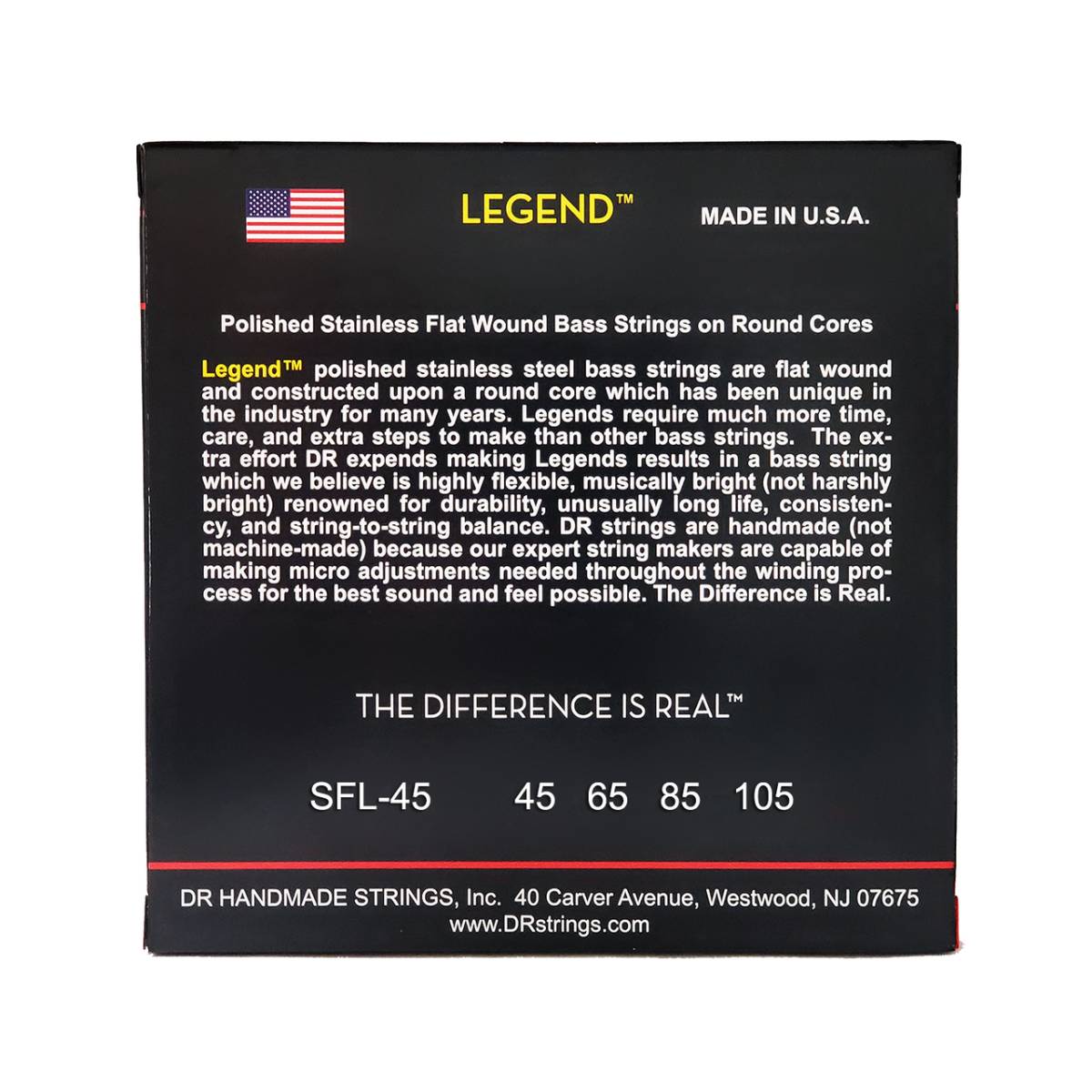 DR LEGEND SFL-45 Polished Flatwound Stainless Steel Bass Guitar Strings: Medium 45-105 Short Scale
