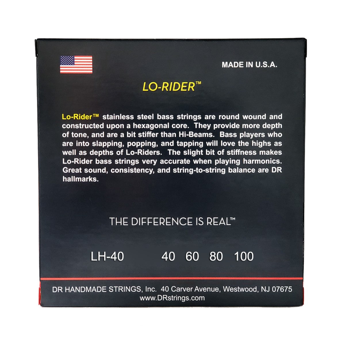 DR LO-RIDER LH-40 Stainless Steel Bass Guitar Strings: Light 40-100