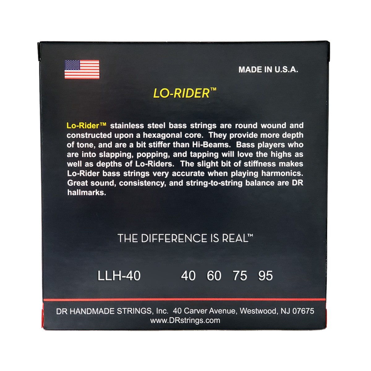 DR LO-RIDER LLH-40 Stainless Steel Bass Guitar Strings: Extra Light 40-95