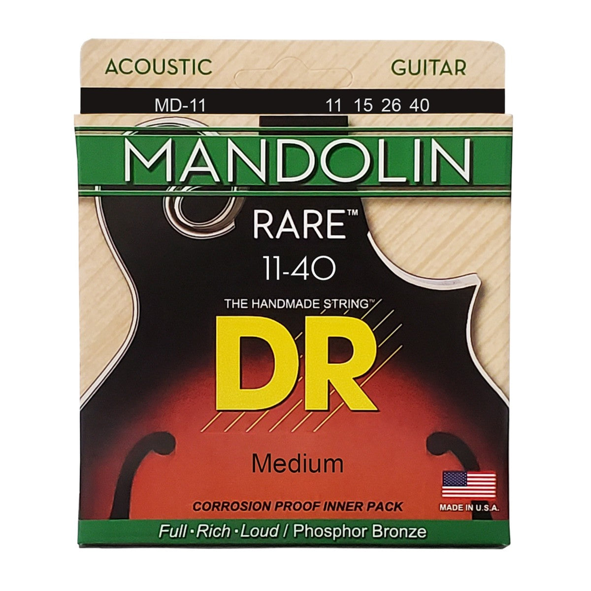 DR Rare MD-11 Phosphor Bronze Mandolin Strings: Medium 11-40