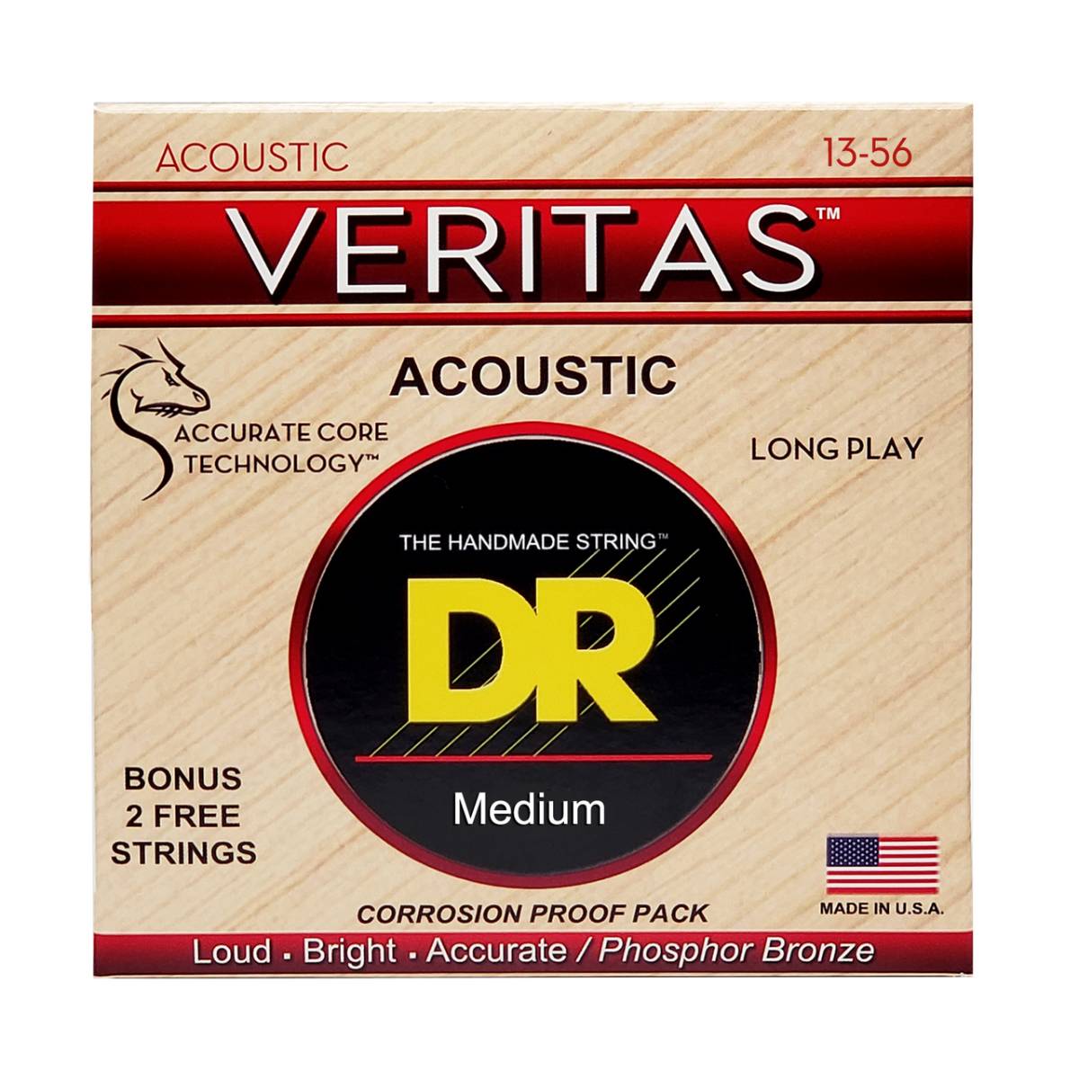 DR VERITAS VTA-13 Coated Core Technology Acoustic Guitar Strings: Medium 13-56