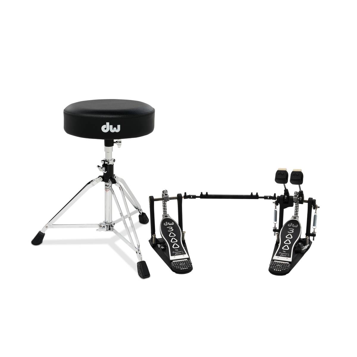 DW Drums 3000 Series Hardware Pack 2-Piece - DWCP3002A Double Kick Pedal &amp; DWCP3100 Stool