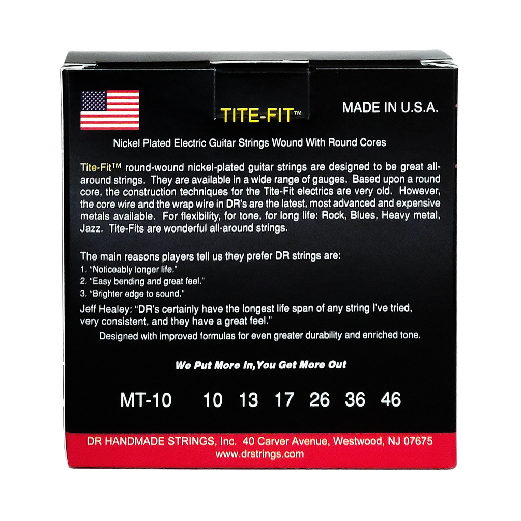 3 Pack DR TITE-FIT MT-10-3PK Nickel Plated Electric Guitar Strings: Medium 10-46