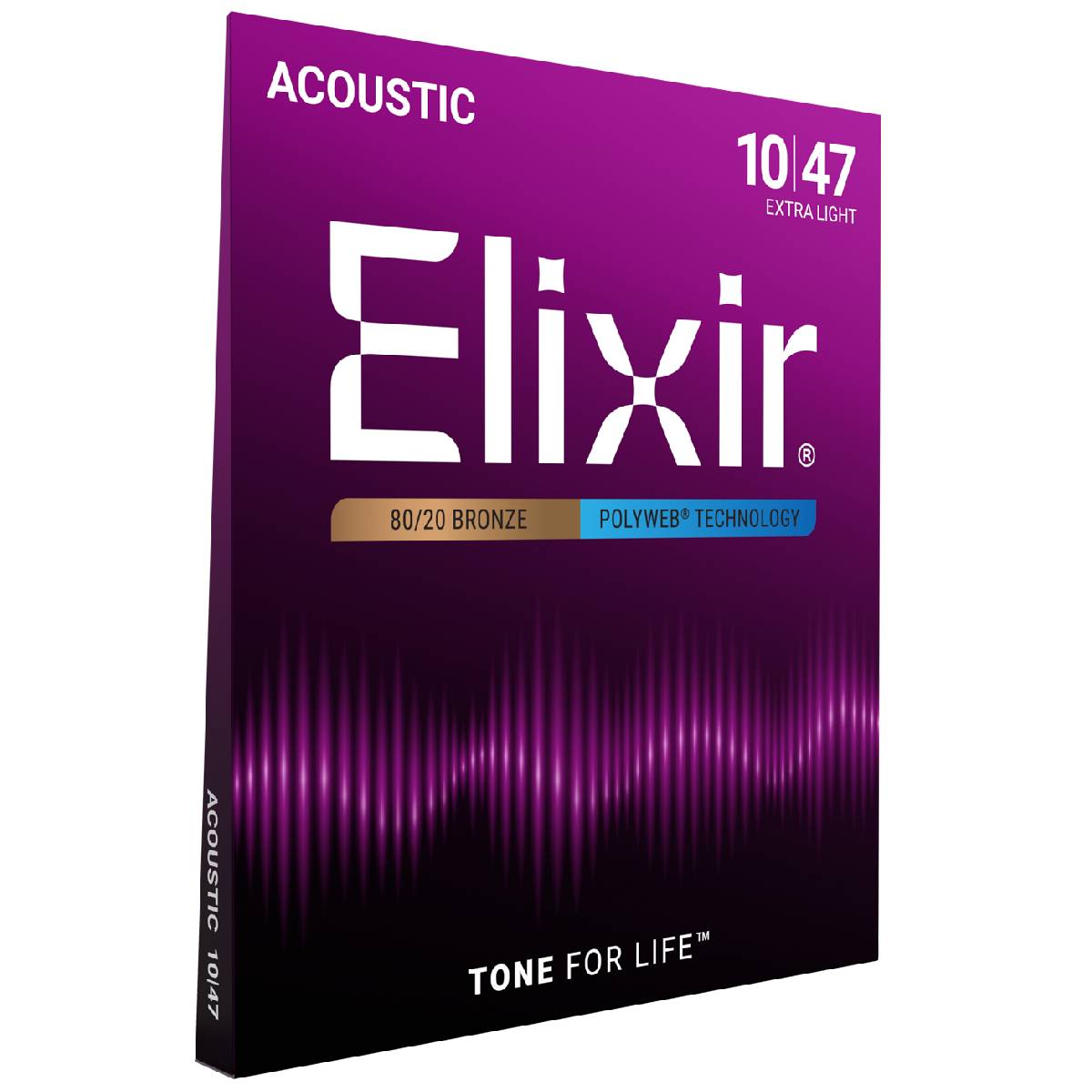 Elixir 11000 Acoustic Guitar Strings 80/20 Bronze Polyweb Coated - Extra Light 10-47