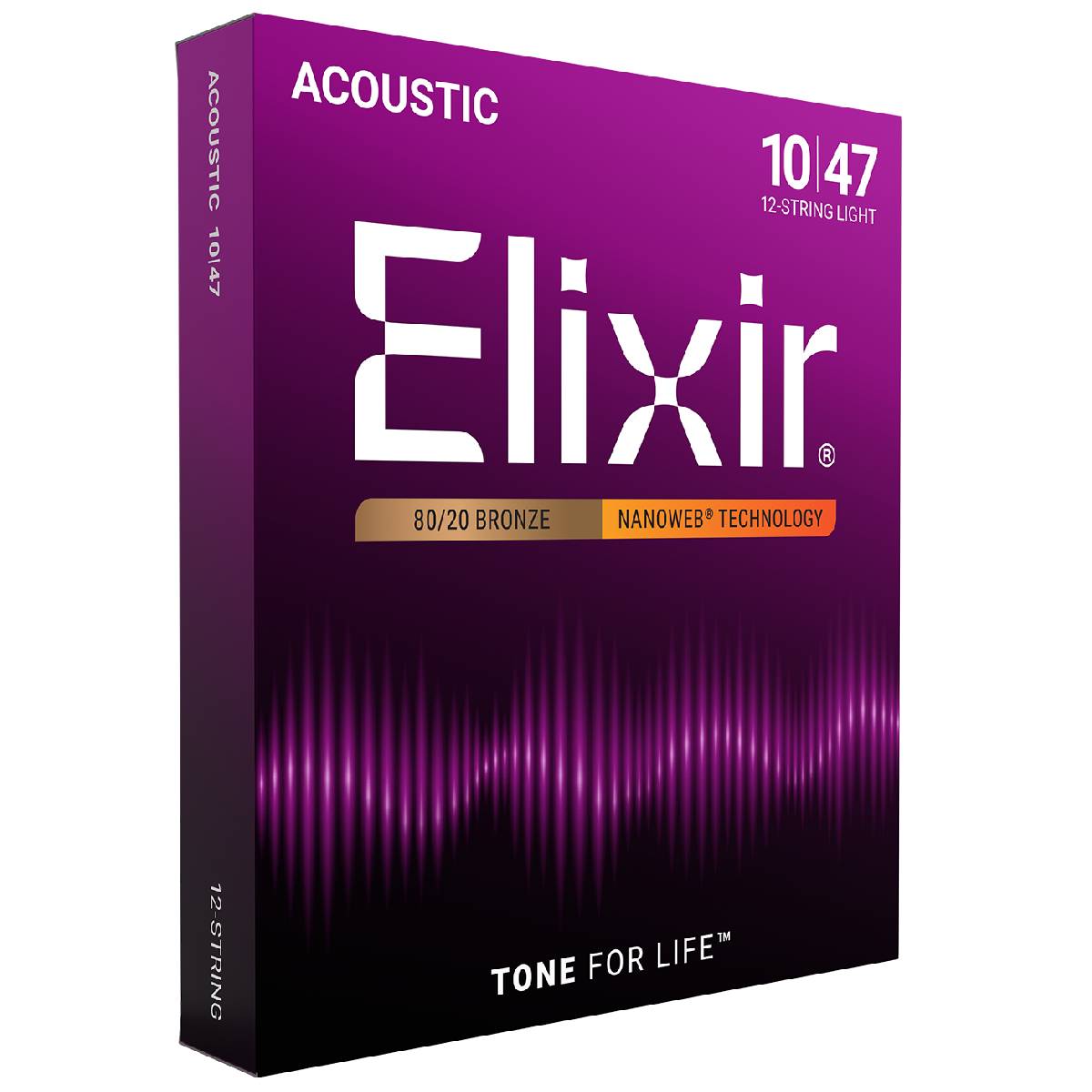 Elixir 11152 Acoustic Guitar Strings 12-String 80/20 Nanoweb Coated - Light 10-47