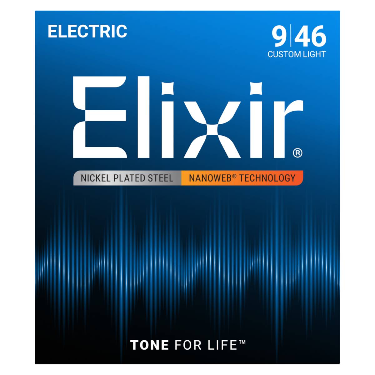 Elixir 12027 Electric Guitar Strings Nanoweb Coated - Custom Light 9-46