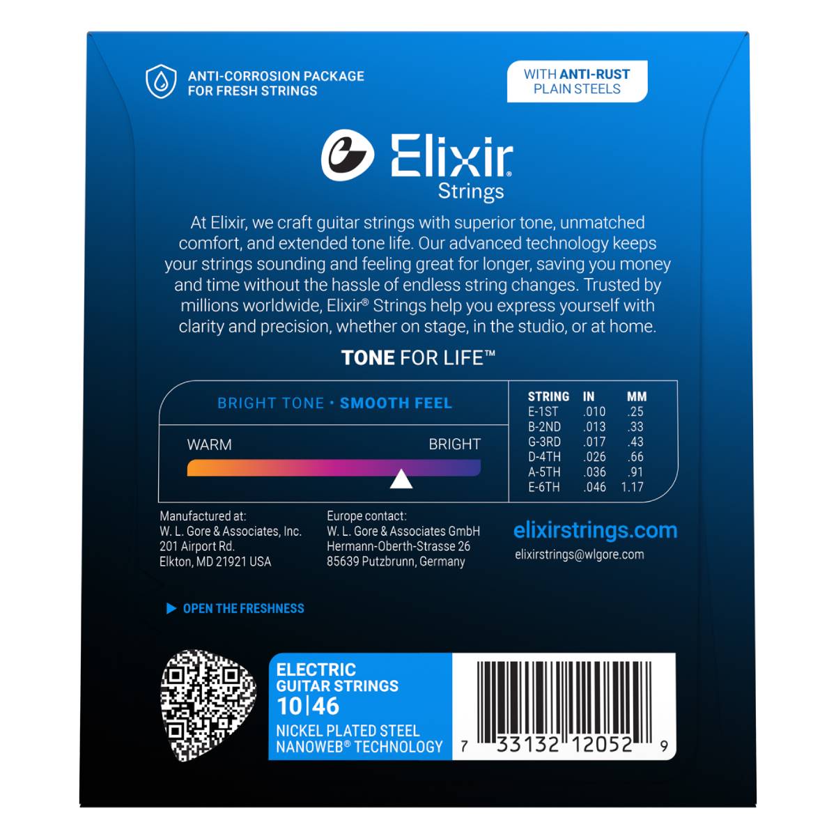 Elixir 12052 Electric Guitar Strings Nanoweb Coated - Light 10-46