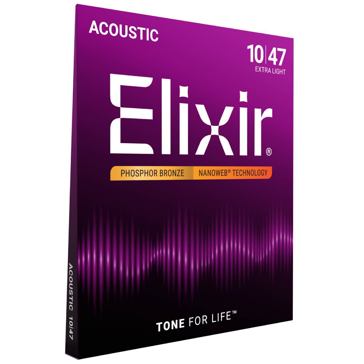 Elixir 16002 Acoustic Guitar Strings Phosphor Bronze Nanoweb Coated - Extra Light 10-47