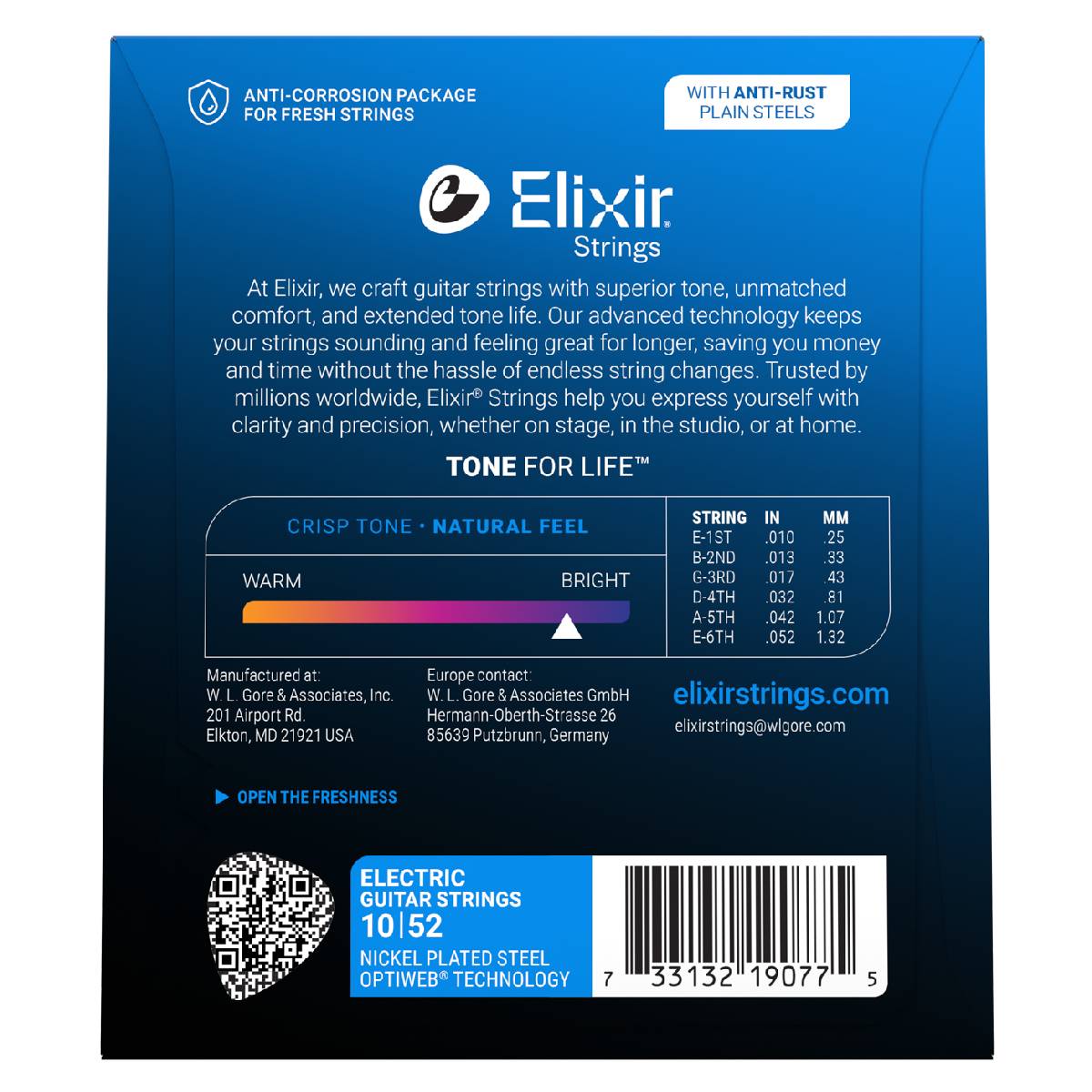 Elixir 19077 Electric Guitar Strings Optiweb Coated - Light/Heavy 10-52