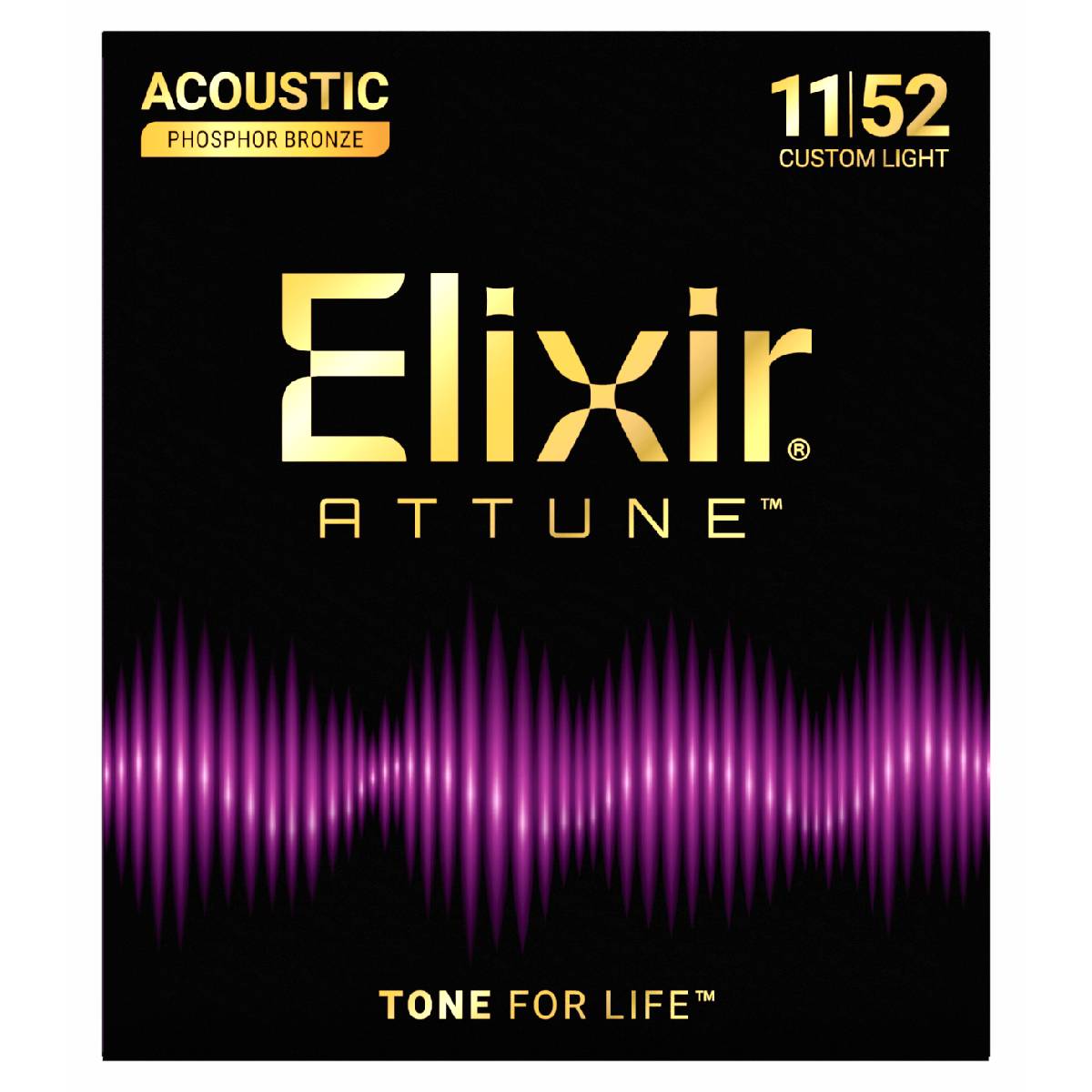 Elixir 21027 Attune Acoustic Guitar Strings Phosphor Bronze Coated - Custom Light 11-52