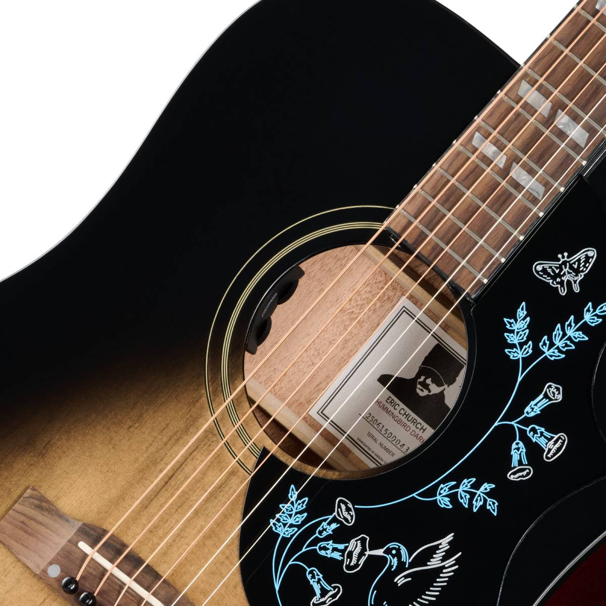 Epiphone Eric Church Hummingbird Dark Acoustic Guitar Cobra Burst - EAECCBNH1