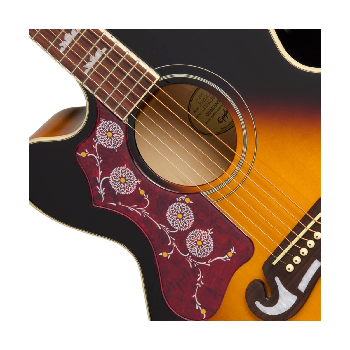 Epiphone J-200 Studio EC Acoustic Guitar Left Handed Vintage Sunburst w/ Pickup - EASJ2CVSNH1L