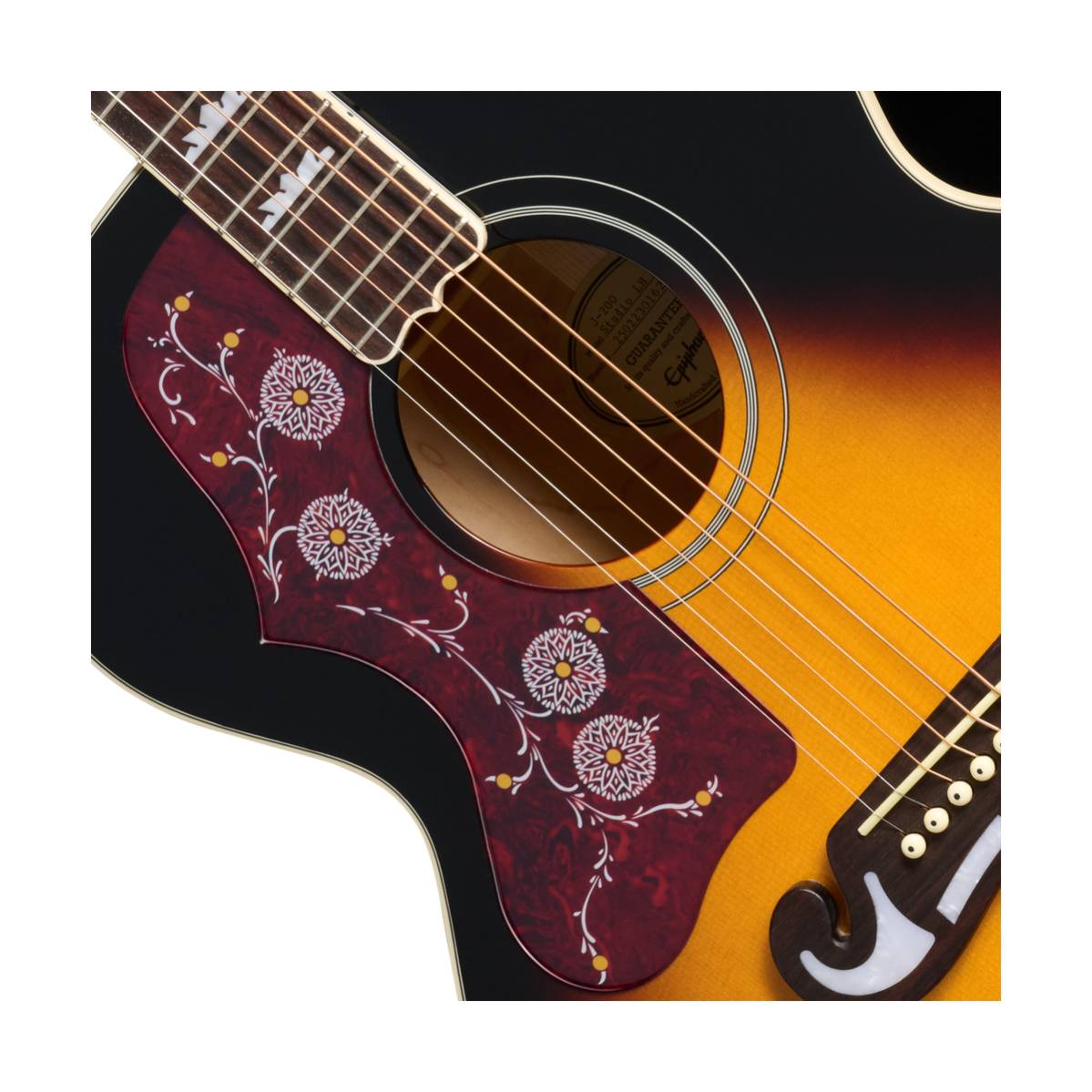 Epiphone J-200 Studio Acoustic Guitar Left Handed Vintage Sunburst w/ Pickup - EASJ2VSNH1L