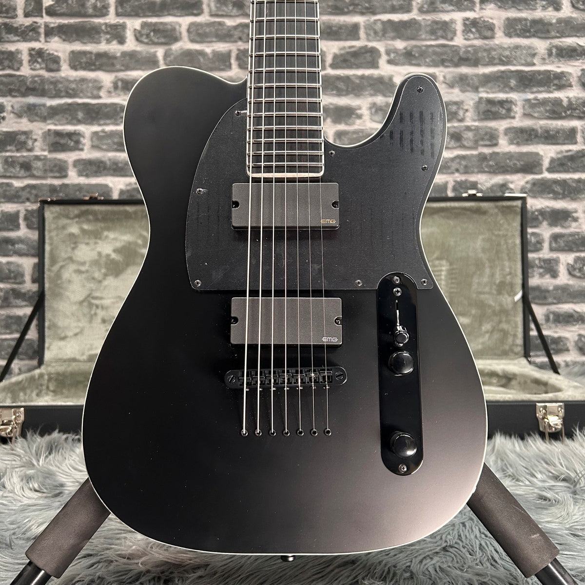 ESP E-II T-B7 BARITONE Electric Guitar 7-String Black Satin w/ EMGs - MINOR BLEMISH