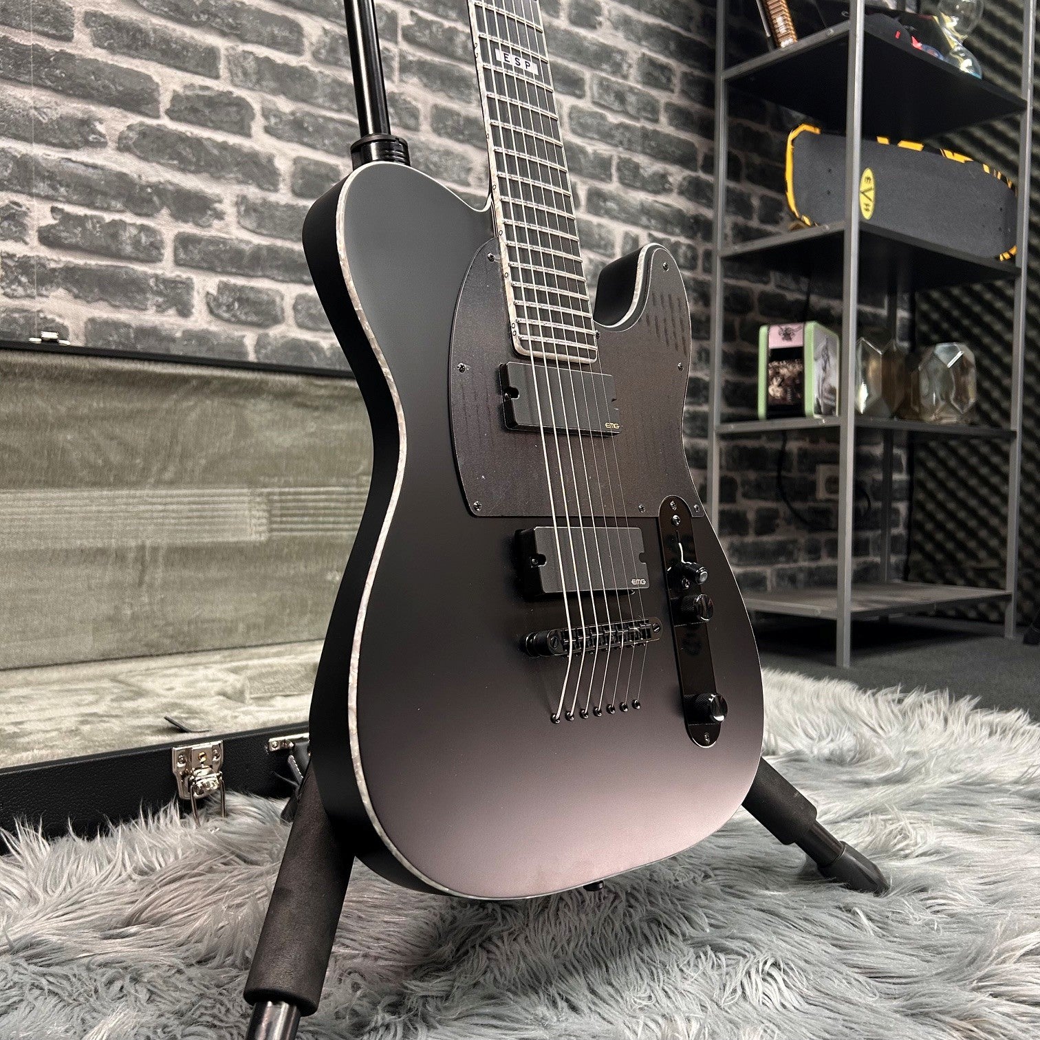 ESP E-II T-B7 BARITONE Electric Guitar 7-String Black Satin w/ EMGs - MINOR BLEMISH