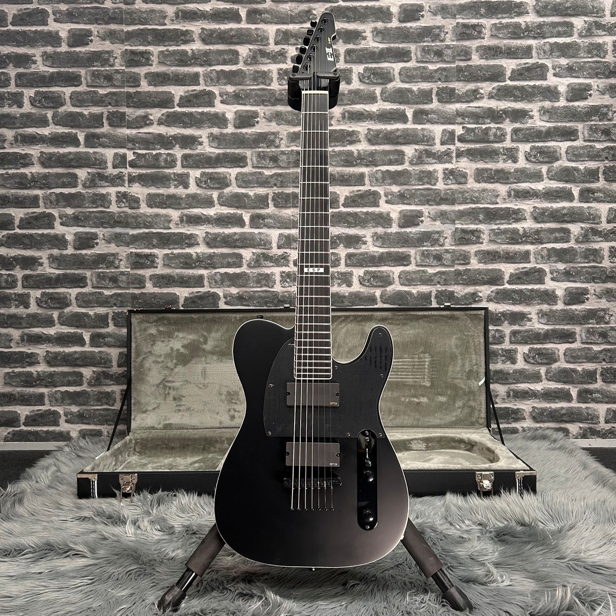 ESP E-II T-B7 BARITONE Electric Guitar 7-String Black Satin w/ EMGs - MINOR BLEMISH