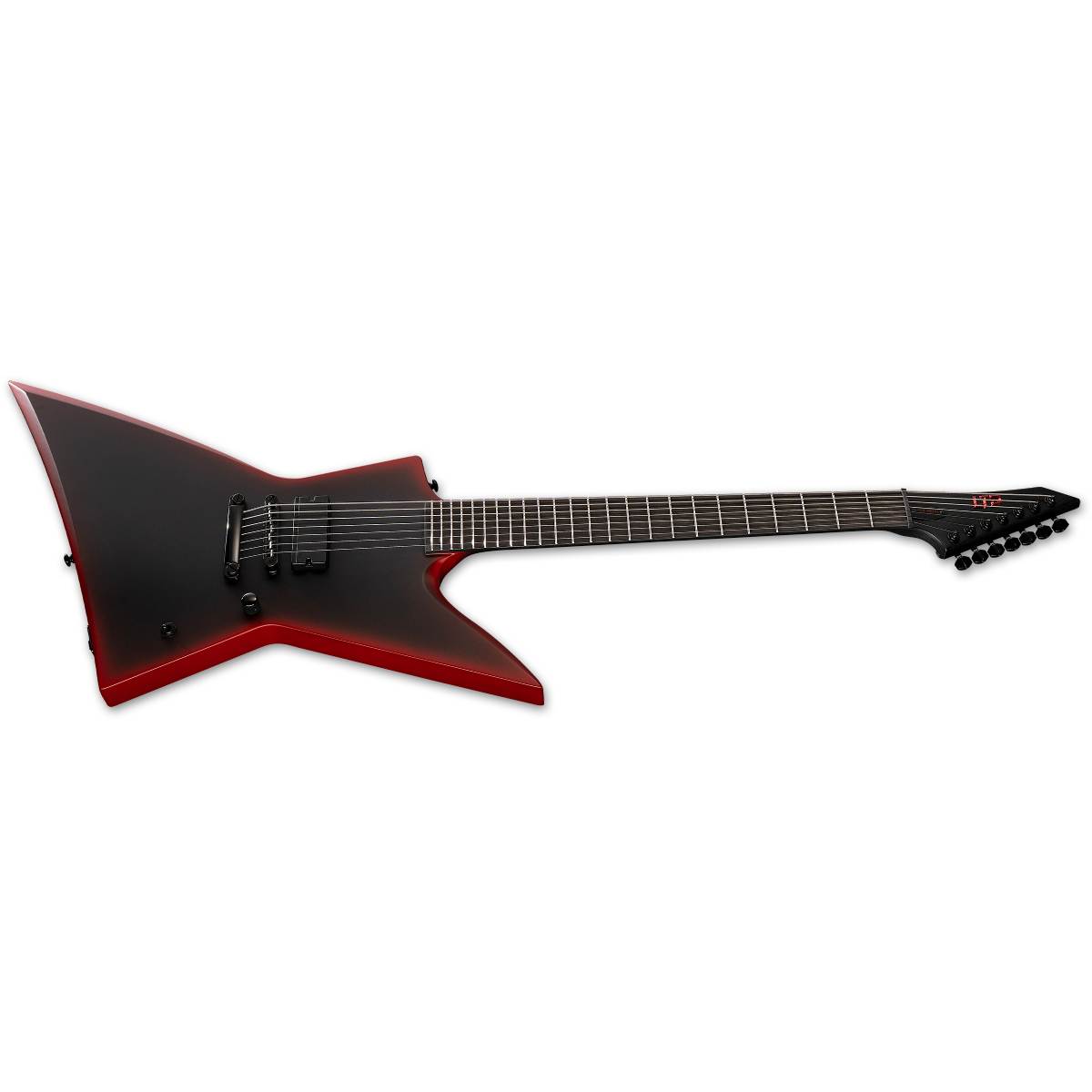 ESP LTD EXL-7 Baritone Black Metal Electric Guitar 7-String Black Red Burst Satin w/ Duncan