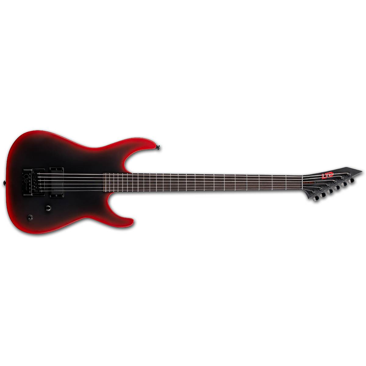 ESP LTD M-6 Baritone Evertune 30 Black Metal Electric Guitar Black Red Burst Satin w/ Duncan